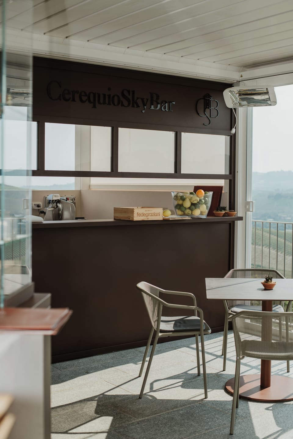 Wine bar, garden views, open daily