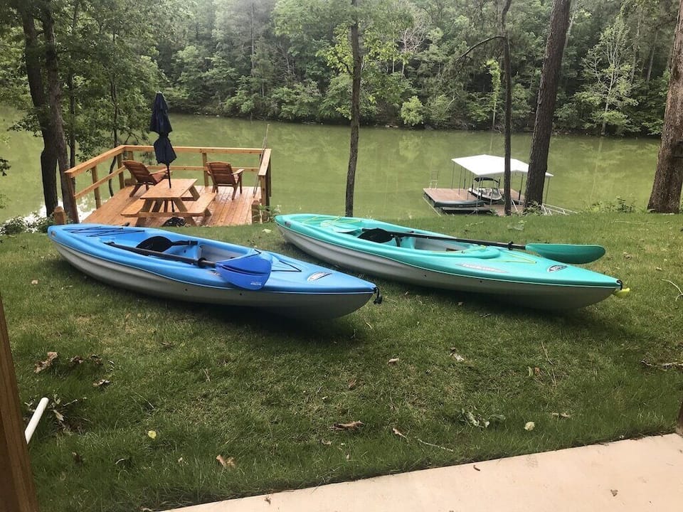 Explore the water with two kayaks and a canoe