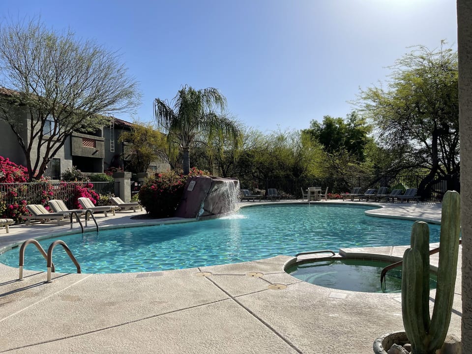 South pool steps from condo 