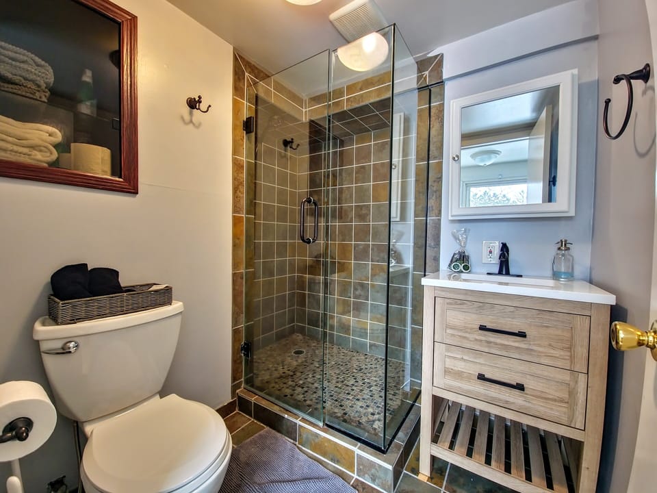 Walk in Shower upstairs bathroom. Renovated 1/23