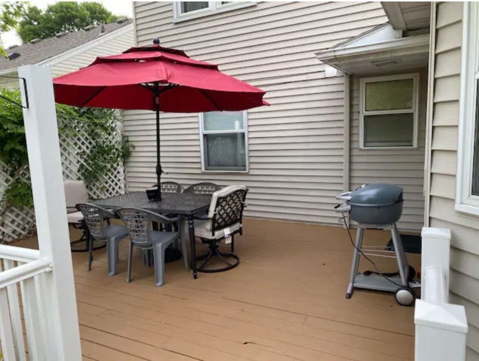 Enjoy a warm summer day off the back patio, just off the kitchen!
