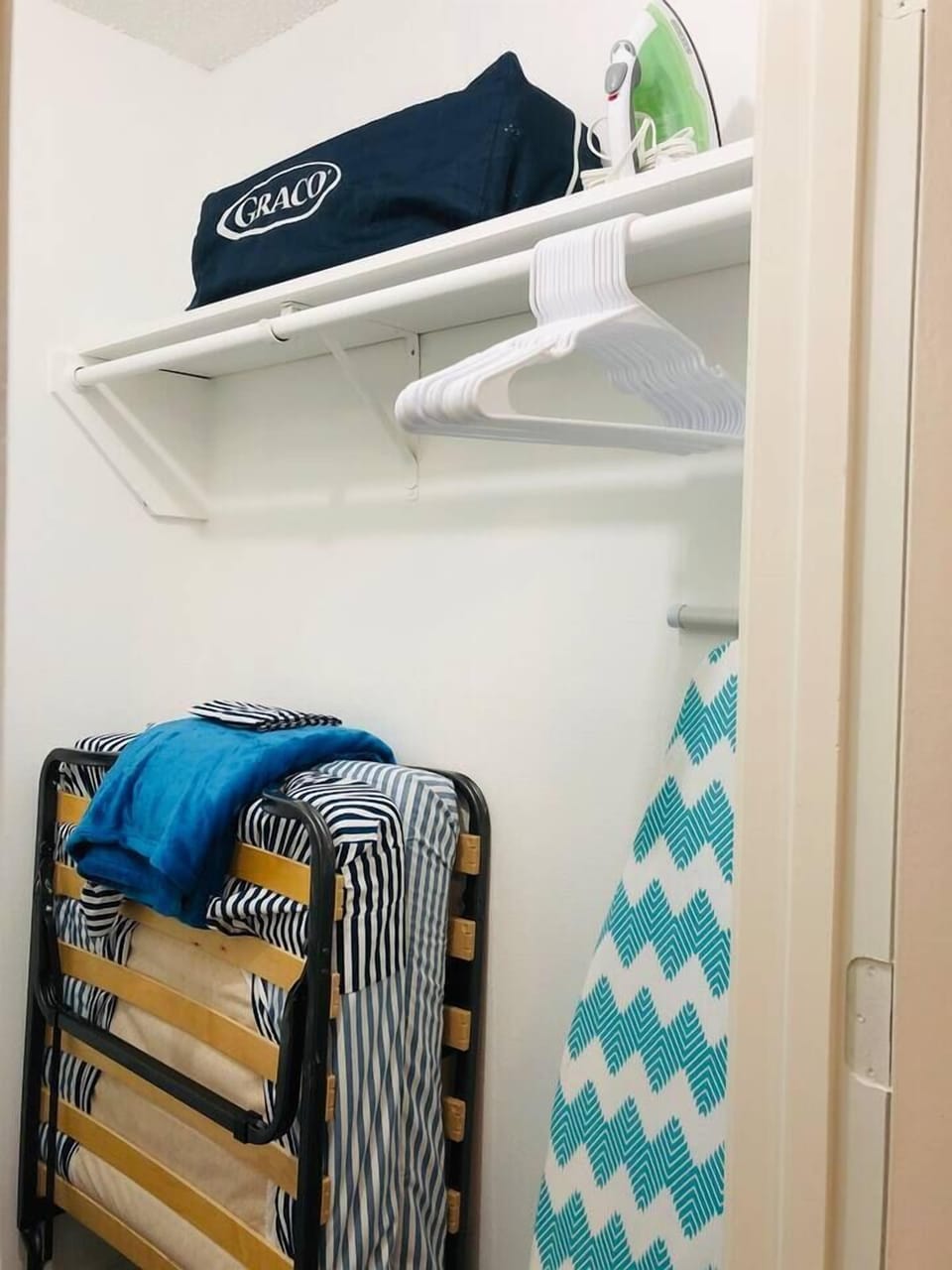 Master Closet -Pack n Play/Iron/Ironing board