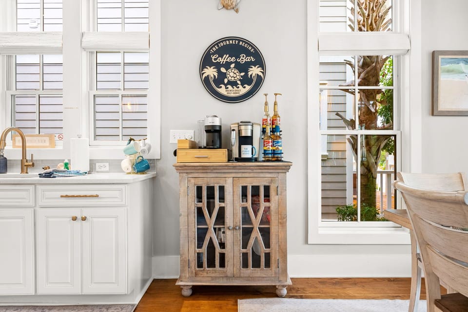 Full coffee bar to include Nespresso, Keurig, and a coffee pot and grinder! 