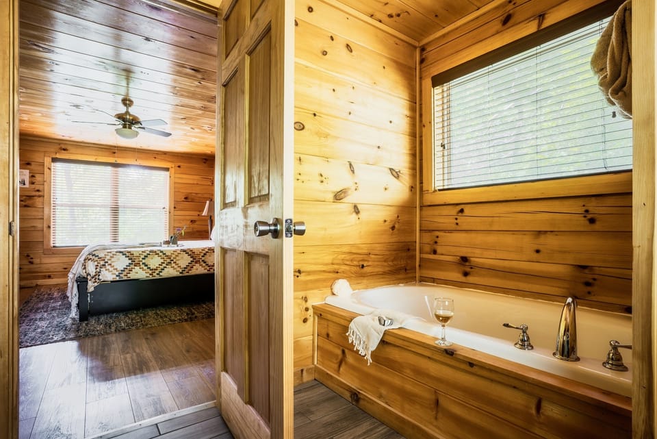 The spacious en-suite master bathroom has a walk-in shower.