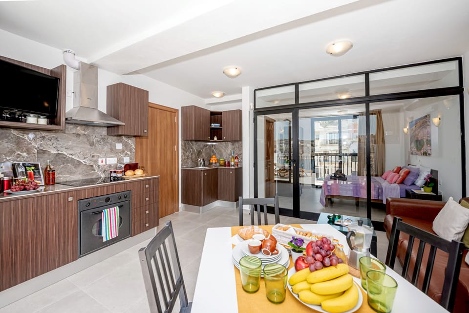 kitchen dining living area with sea views