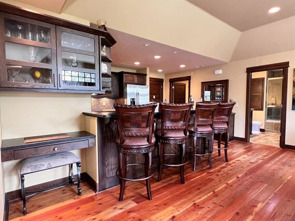 Comfortable seating at the kitchen bar