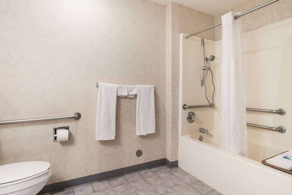 Room, 1 King Bed, Accessible, Non Smoking | Bathroom | Combined shower/tub, hair dryer, towels