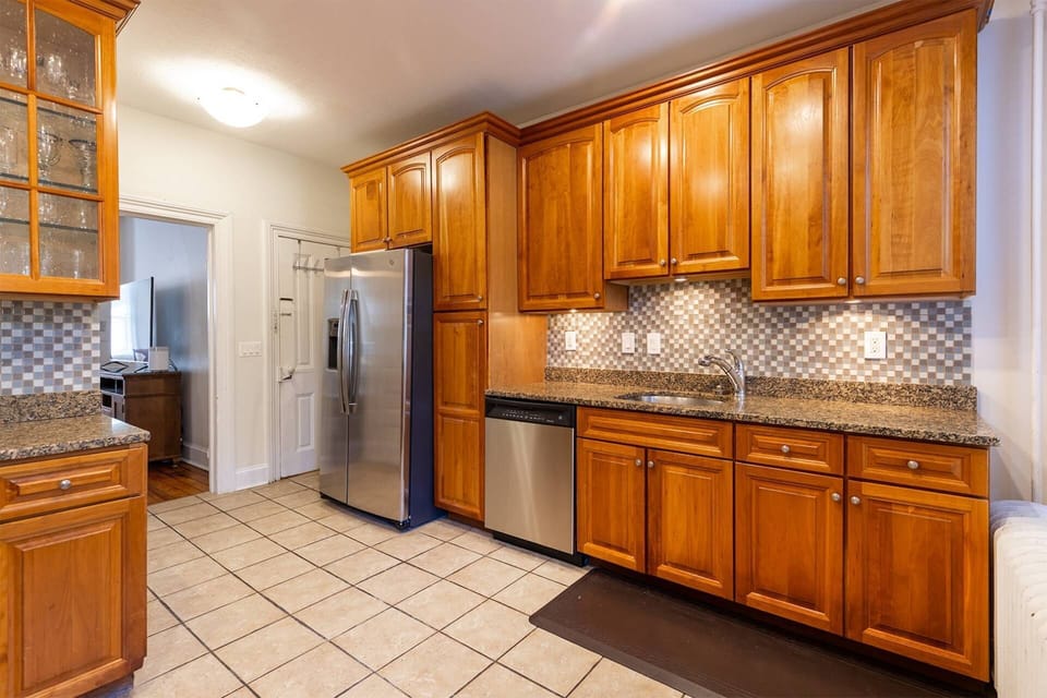 The fully-stocked kitchen has everything you would need for a weekend stay or gourmet dinner!