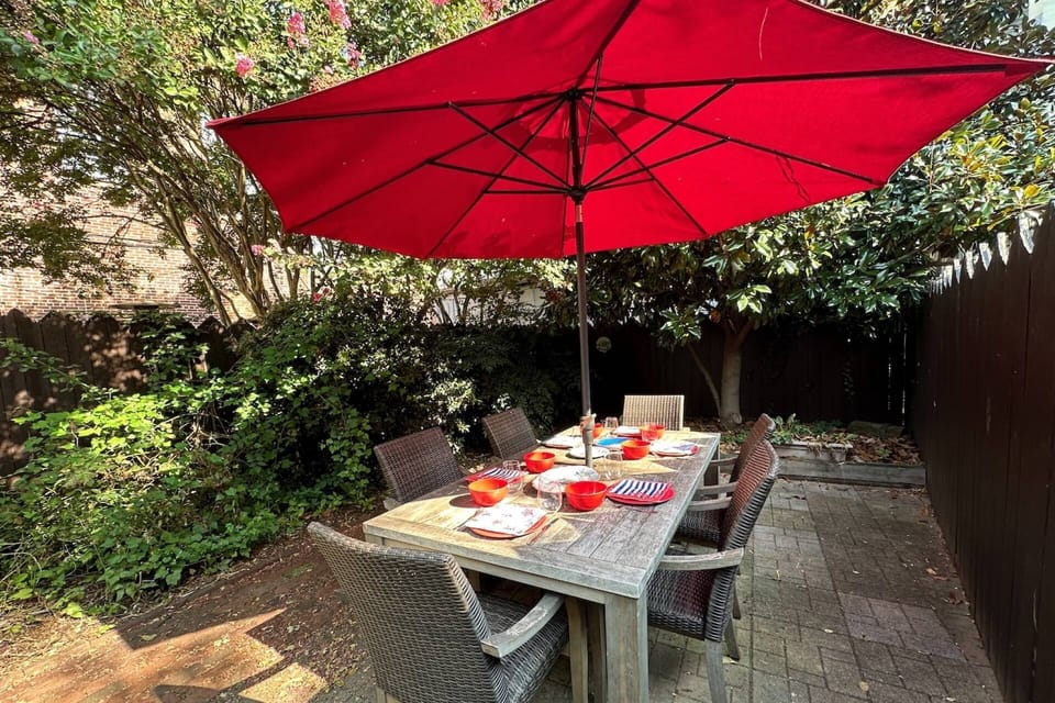 Host a family gathering on the sunny private patio.