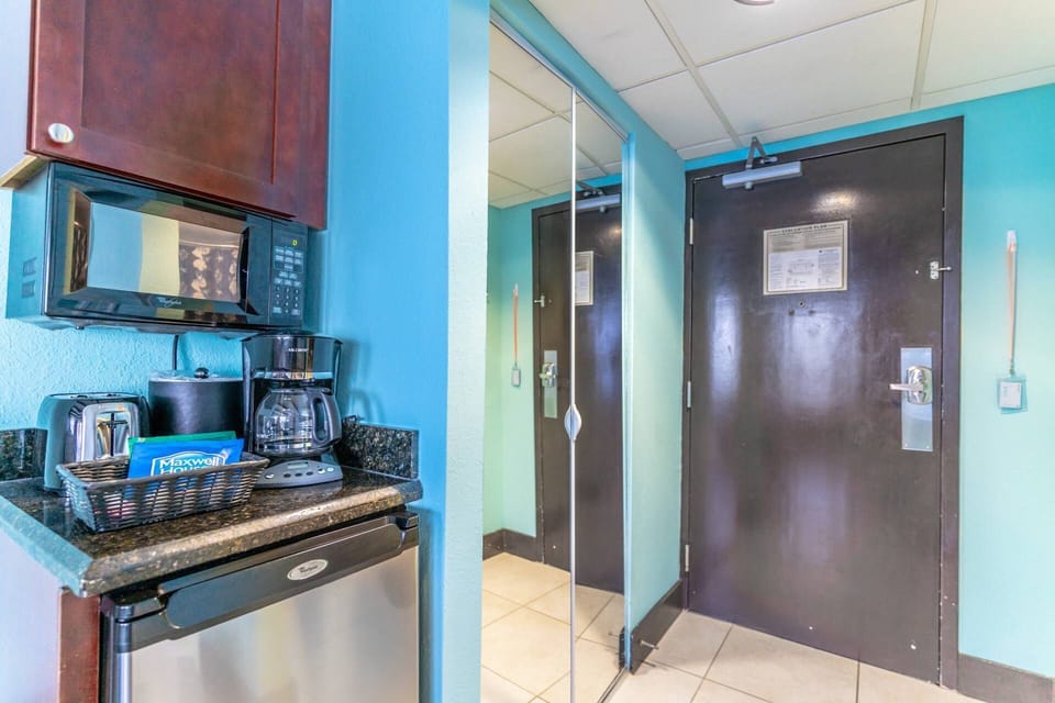 Kitchenette: This suite is equipped with a mini fridge, a drip coffee maker, a toaster and a microwave