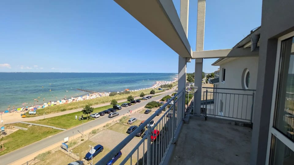 View from the balcony of the beach, dunes and the Baltic Sea