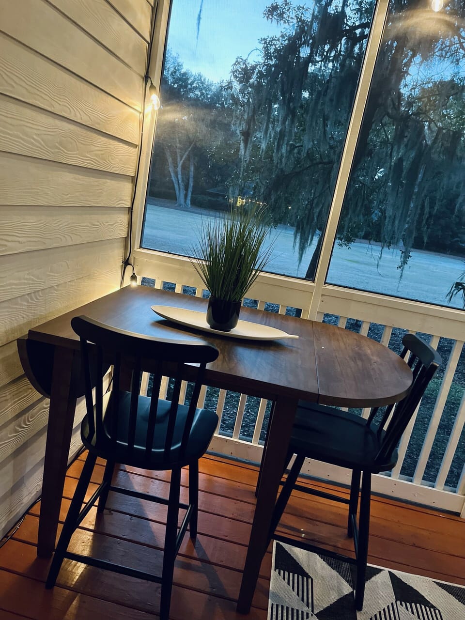 Back porch table & view! 