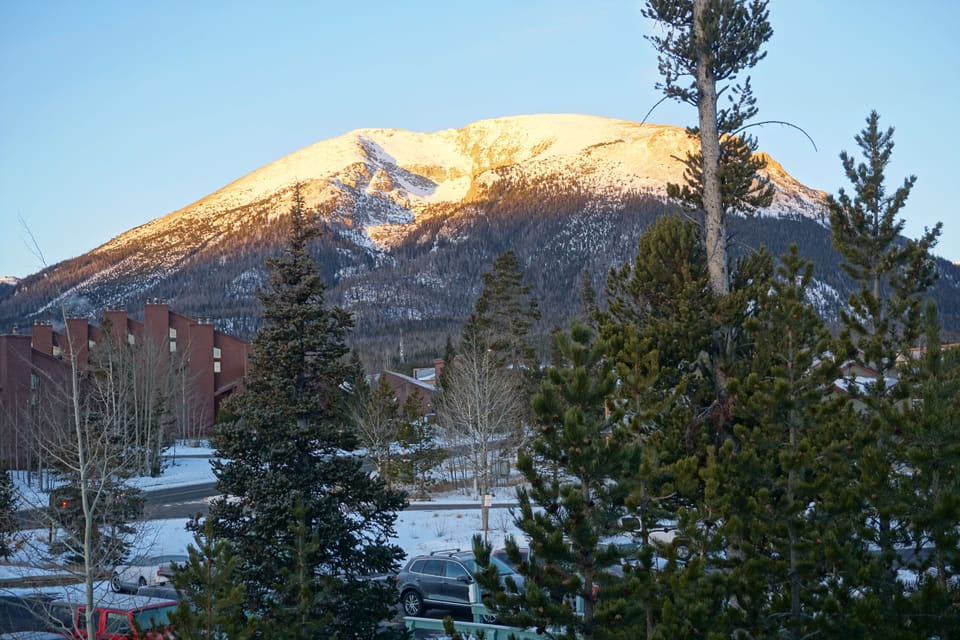 Sun kissed Buffalo Mountain as seen from the balcony