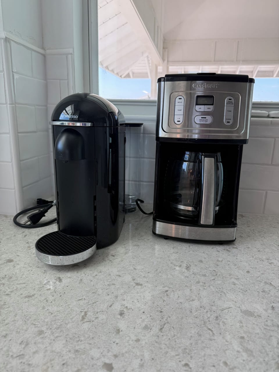 Breville Nespresso (pods not included) and drip coffee pot with washable filter