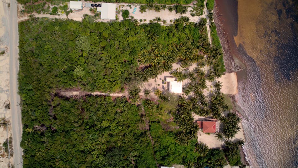 Bird's eye view of our beautiful private beach house on Ambergris Caye, Belize