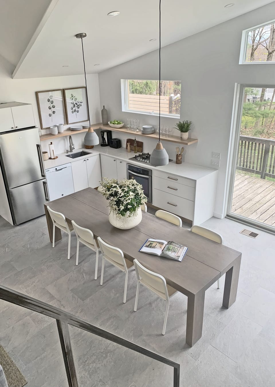 view of dining and kitchen - 10' table!