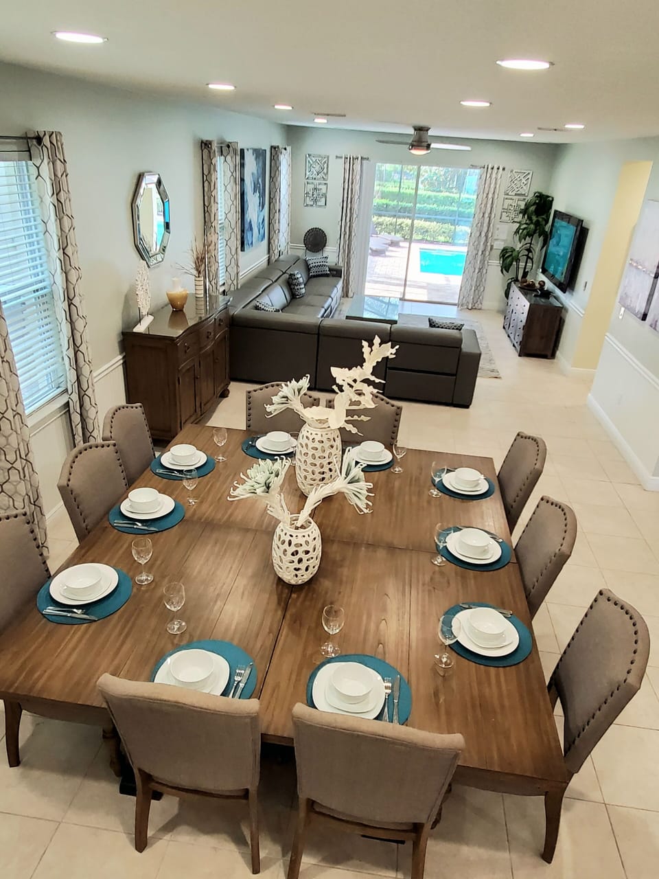 Dining overlooking Large Living Room