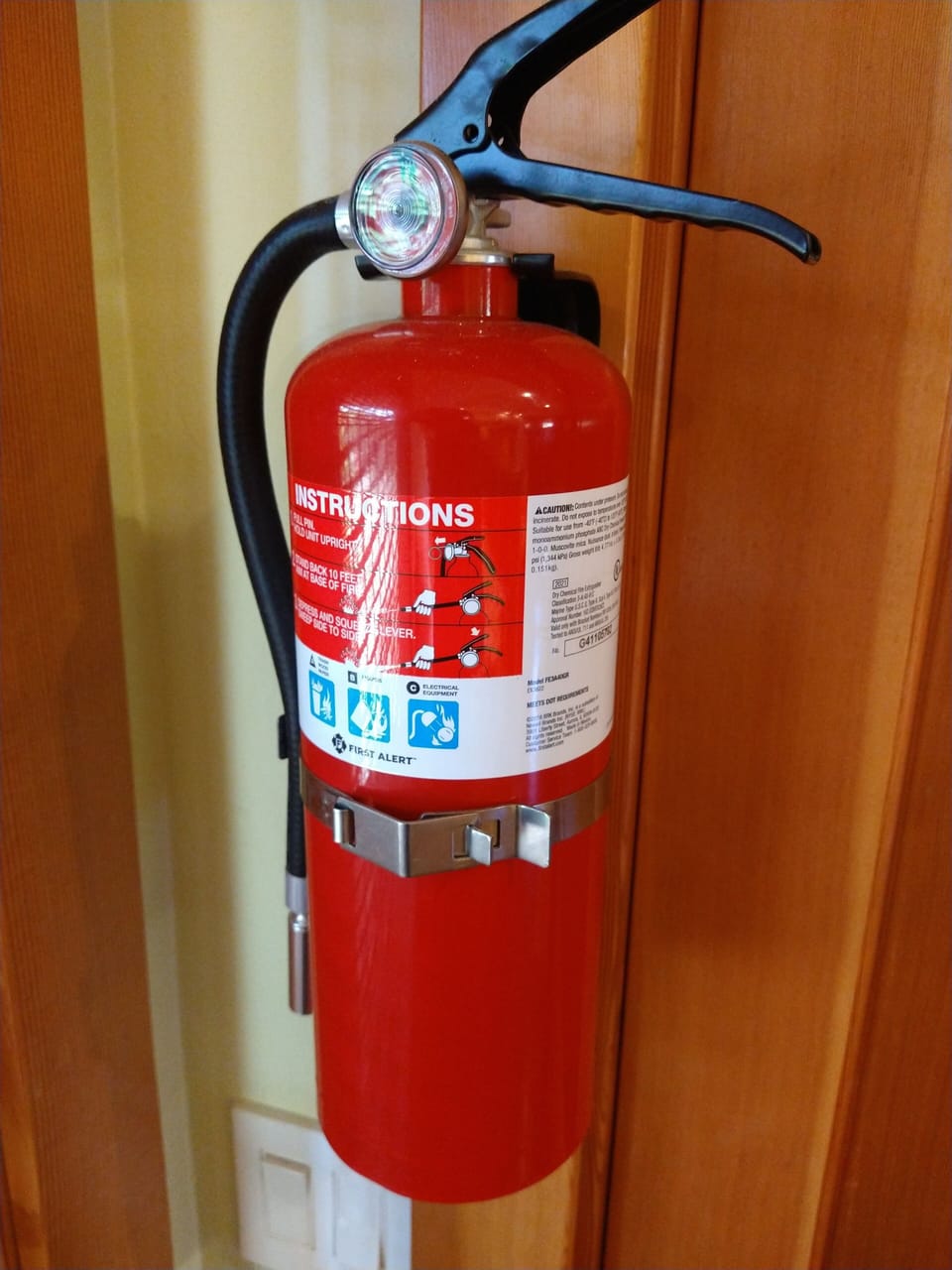 Safety first! There is a 5 lb fire extinguisher mounted to the entry door frame.