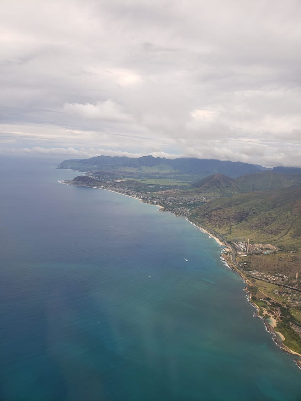 Aerial view of Oahu coastline