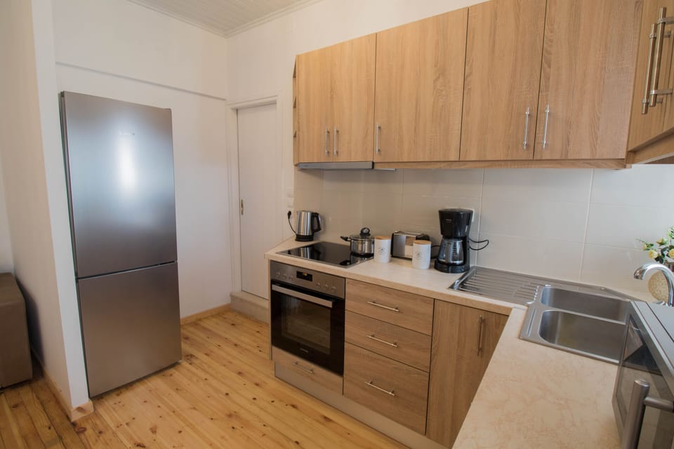 Family Apartment | Private kitchen | Full-size fridge, oven, stovetop, coffee/tea maker