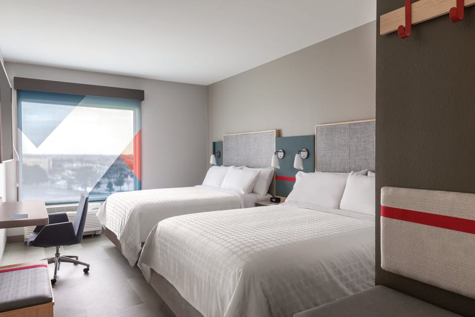 Standard Room, 2 Queen Beds | Desk, WiFi (free), bed sheets