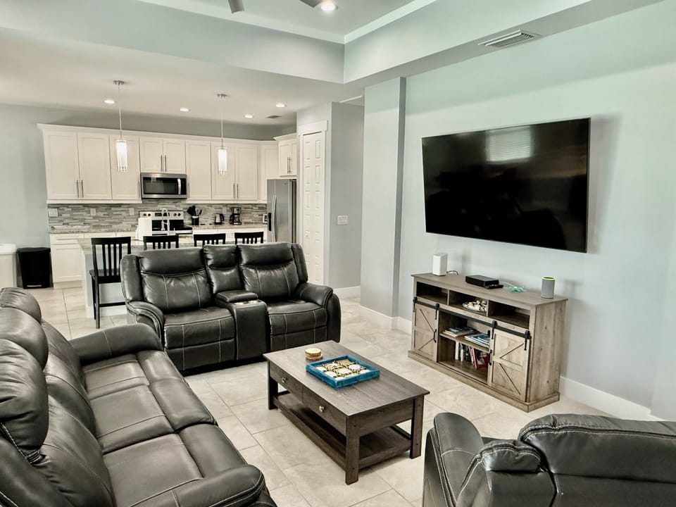 large open Floor plan with Awesome couches! and a Large spacious Kitchen 