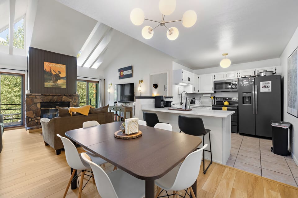 Dining table expands to accommodate 8