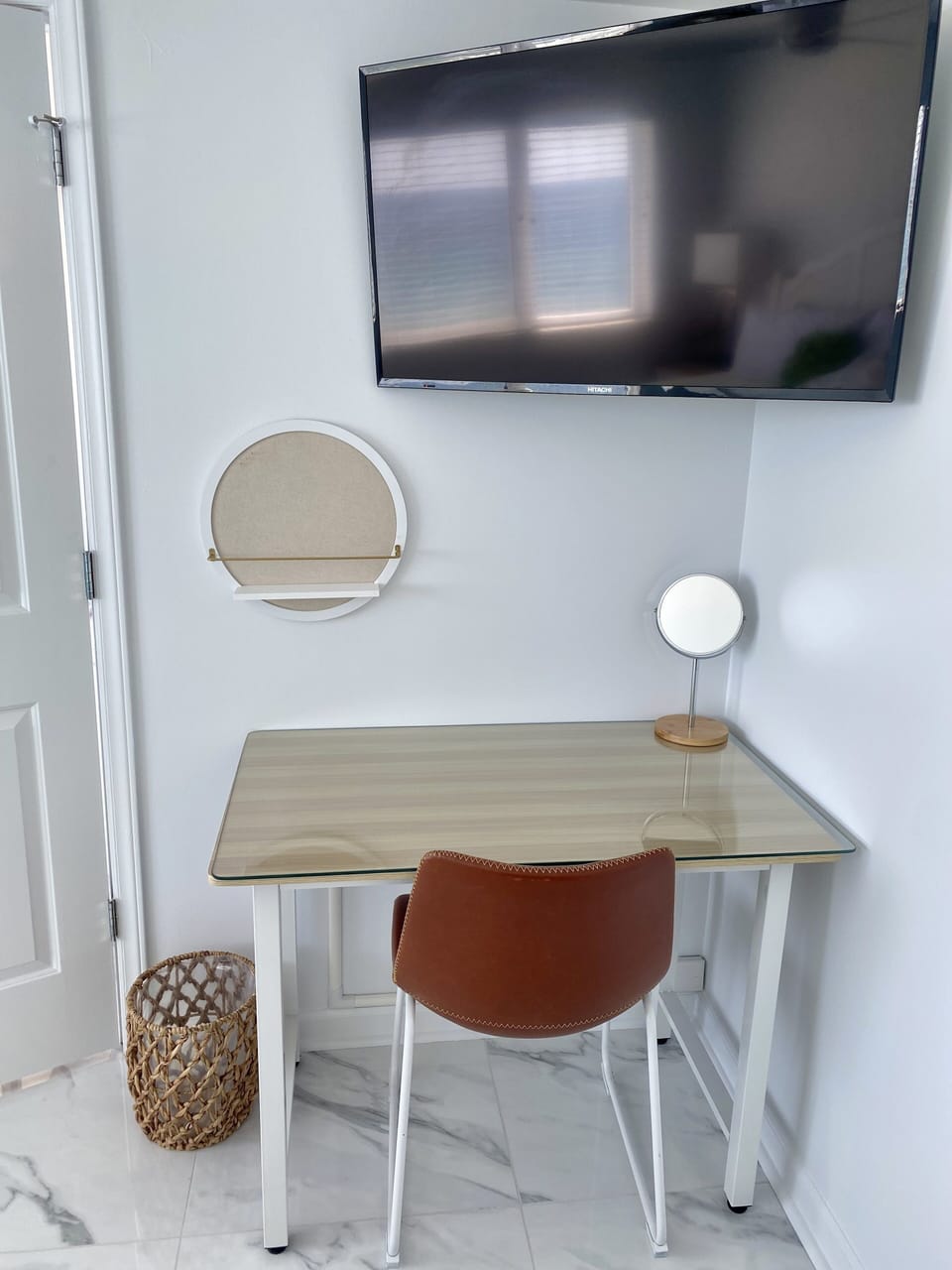 Desk for remote work or makeup station