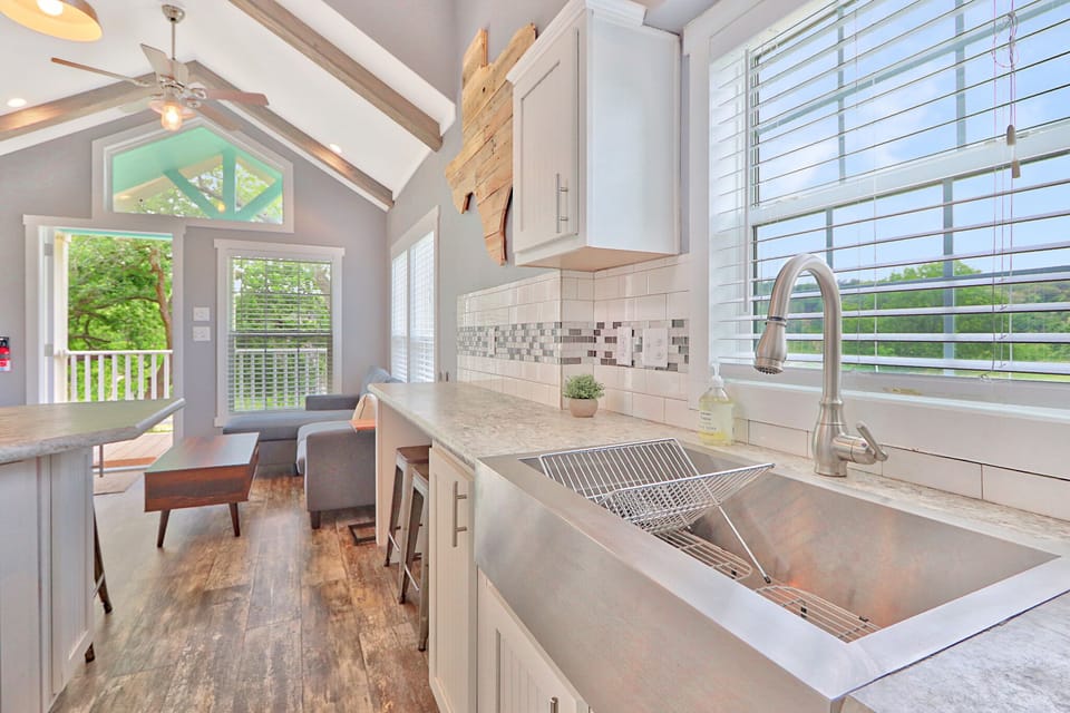 Full sized sink in the kitchen.