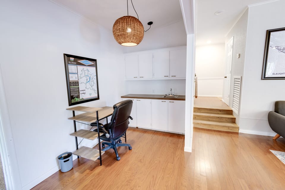 Dedicated work area with a wet bar