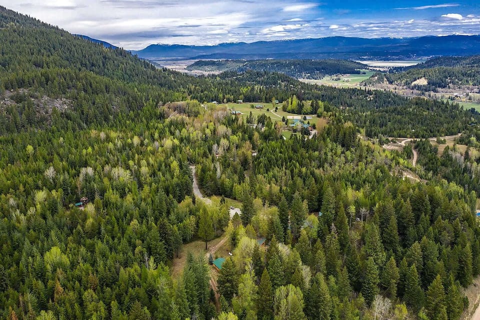 Camp Victoria sits on a raised plateau overlooking the Kootenai Valley.