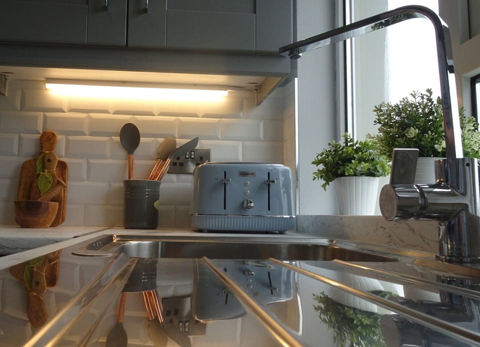 Microwave, electric kettle, highchair