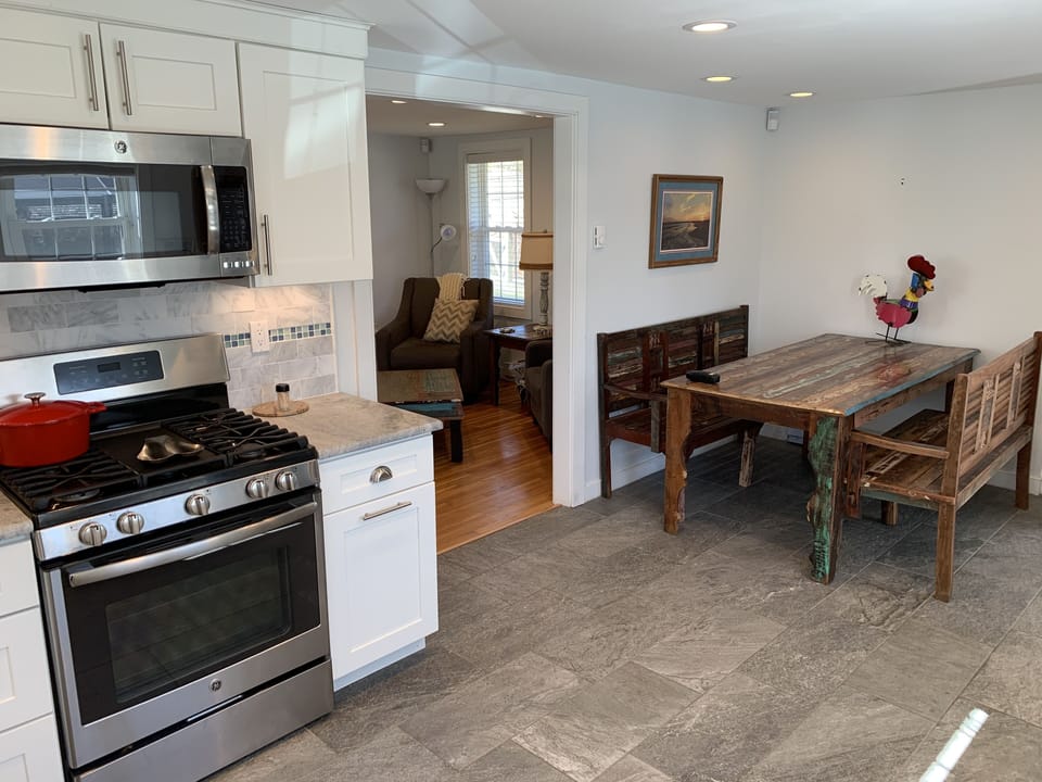 Dining table with benches