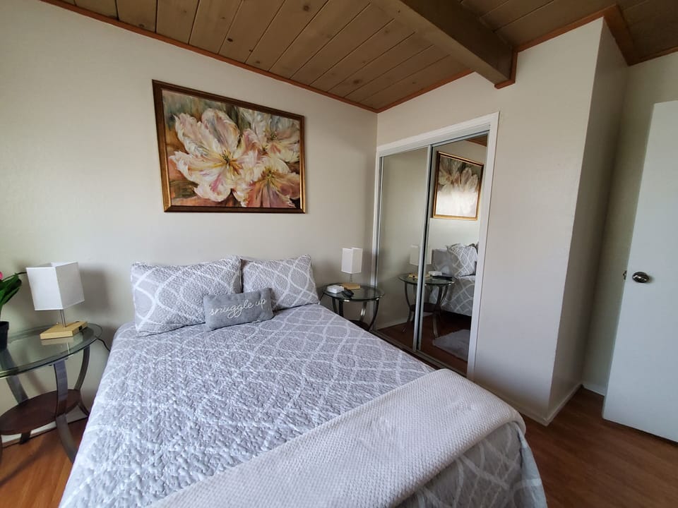 Full size hybrid medium mattress. Closet have plenty of hangers and storage