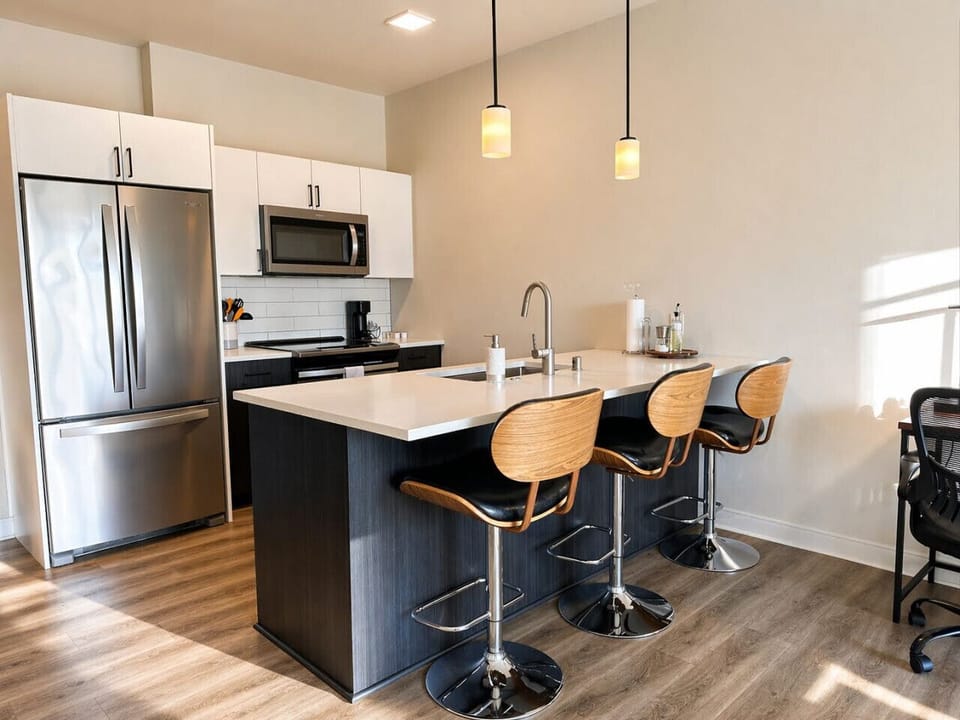 Whip up your favorite meals in this fully equipped, open-concept kitchen that flows seamlessly into the living area—perfect for socializing while you cook