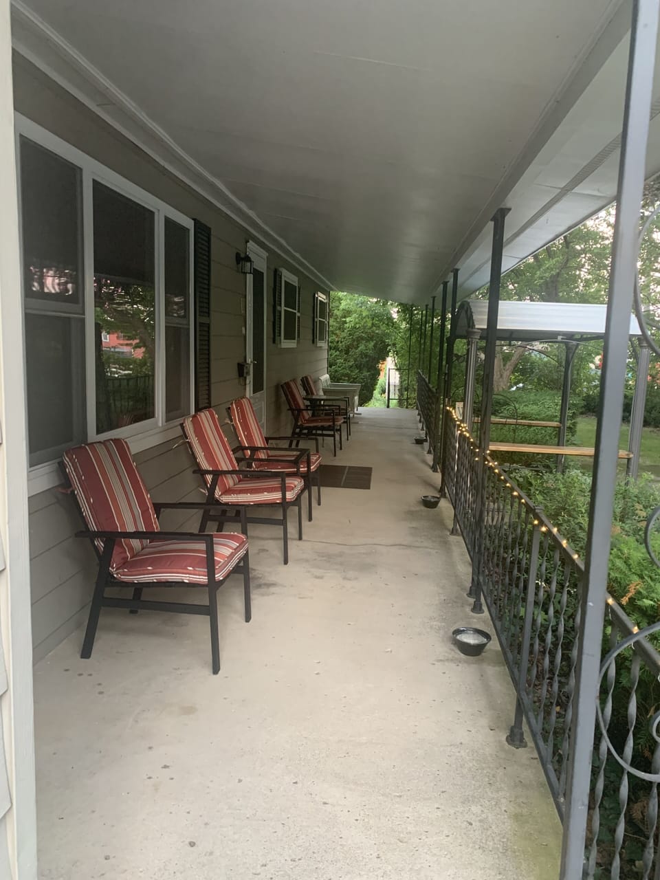 Front Porch:
- Covered
- Comfortable 
- View of Park
                     