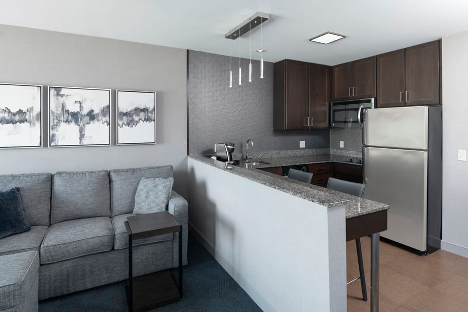 Studio, 1 King Bed with Sofa bed | Private kitchen | Full-size fridge, microwave, stovetop, dishwasher