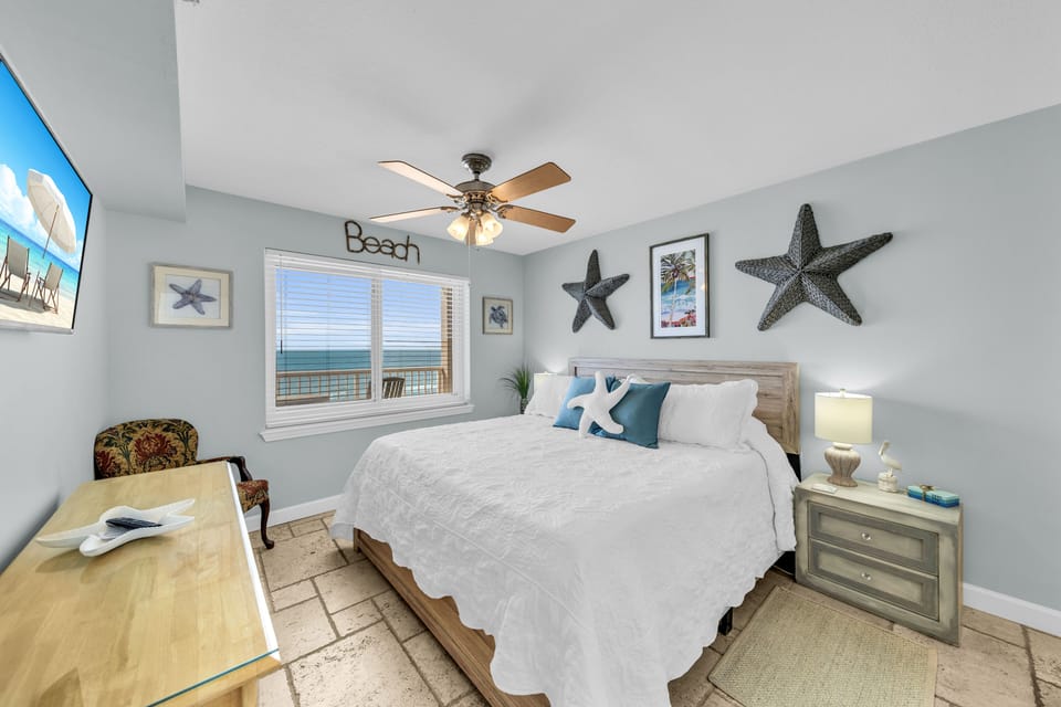 King bed  with attached full bath