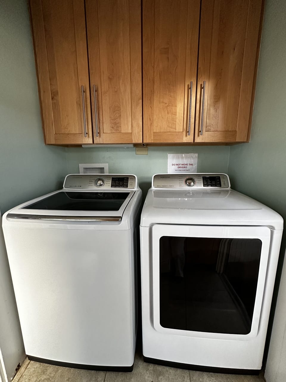 Full size in-unit washer and dryer. Detergent available. 