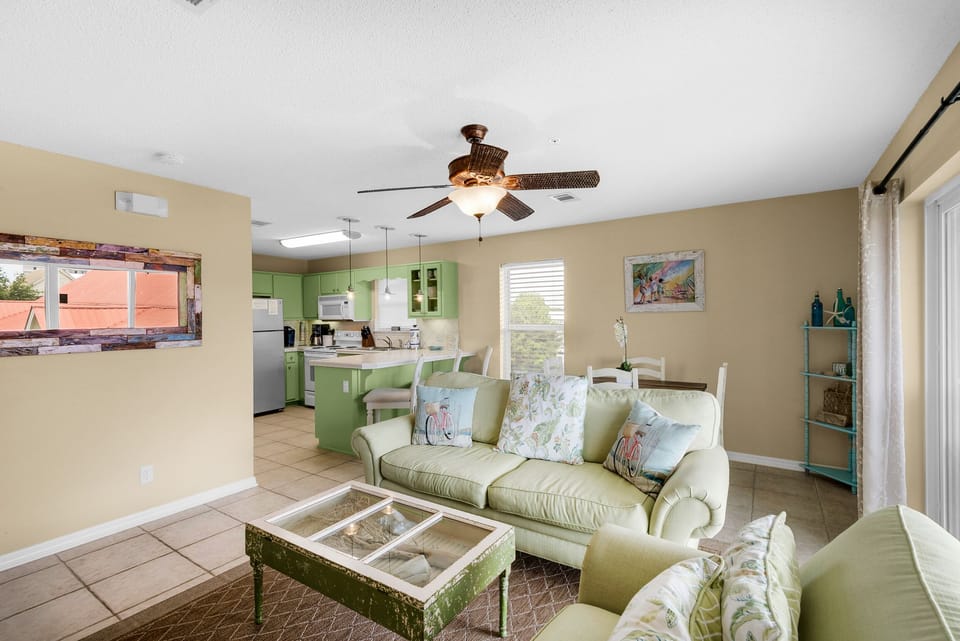 Living room to kitchen views