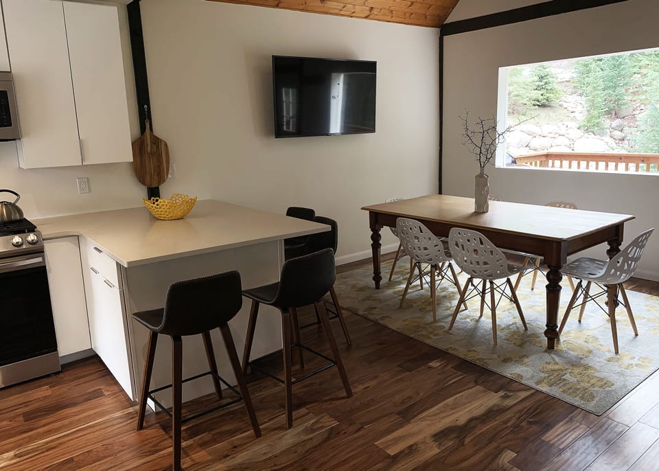Eat in kitchen area and dining room.