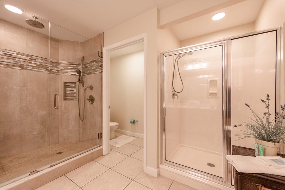 Two showers in the master bathroom.