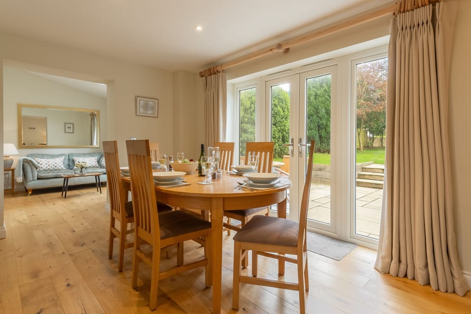 Ground floor: The dining table overlooks the garden