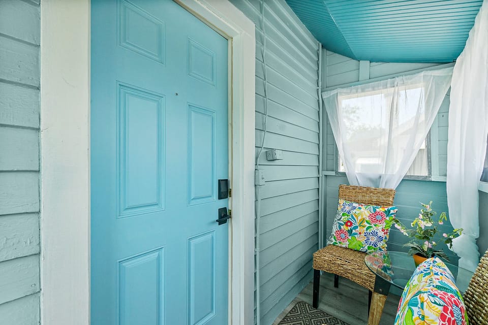 Front door has a smart lock to make the check-in process a breeze