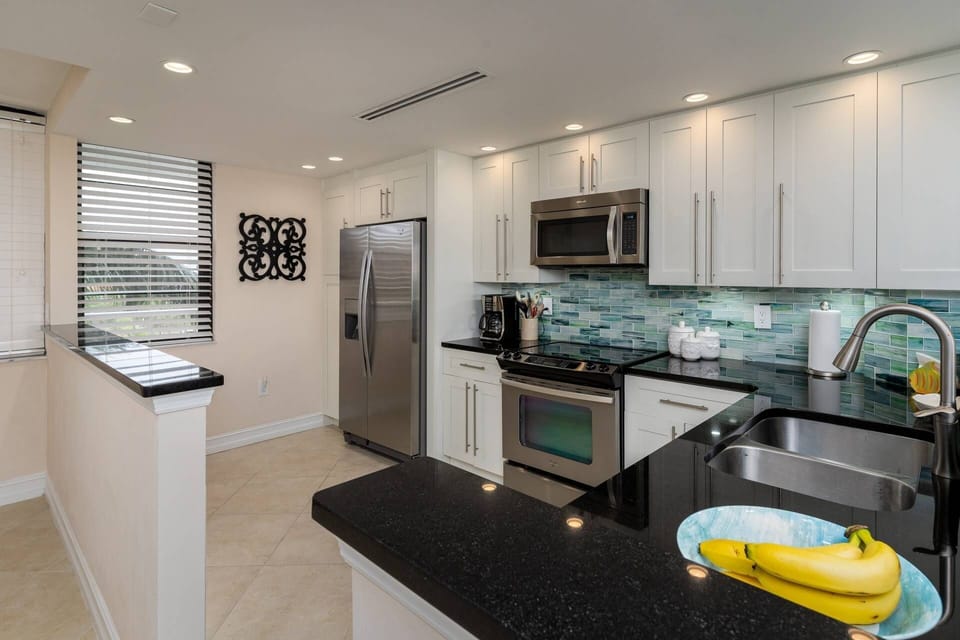 The kitchen is fully equipped for all your cooking endeavors.
