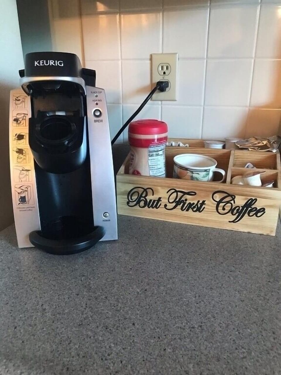 Coffee is a must have!  We have both a Keurig and regular coffee pot.