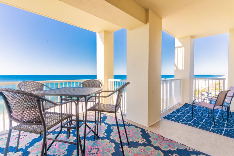 Large private balcony with amazing gulf and sunset views