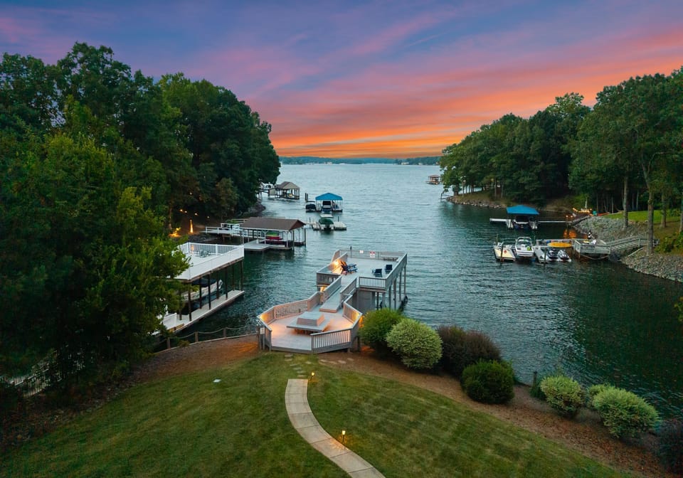 Enjoy the dock with built in seating!