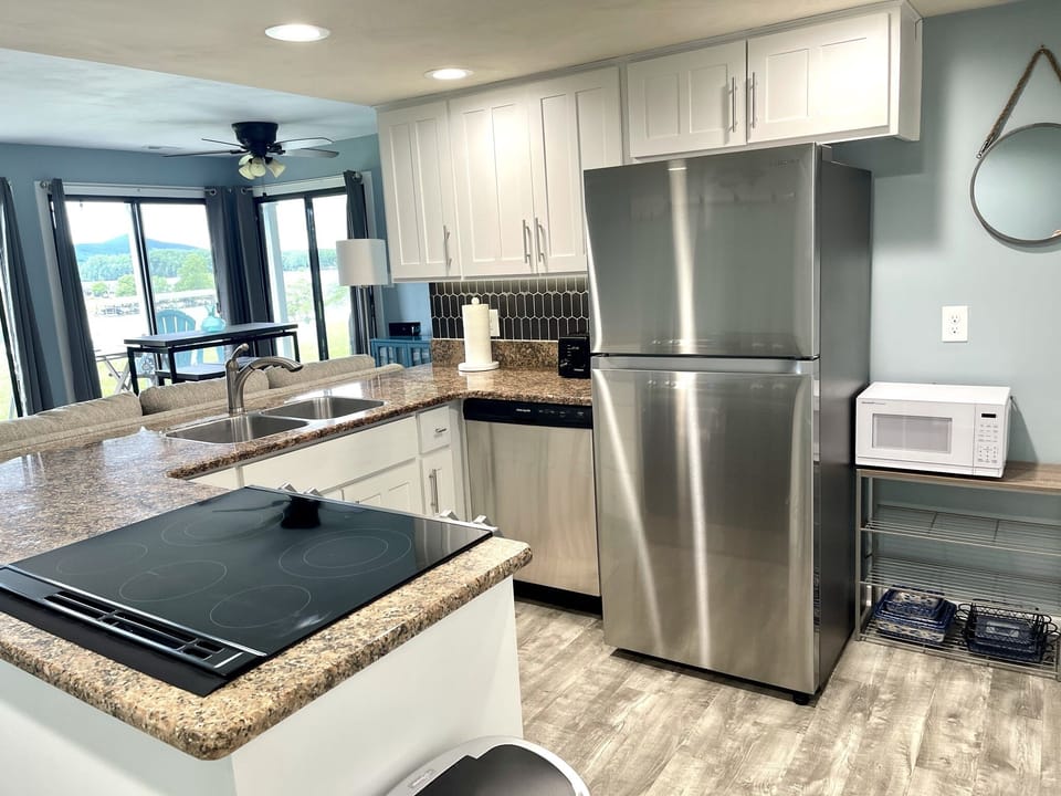 Kitchen with new stainless steel appliances