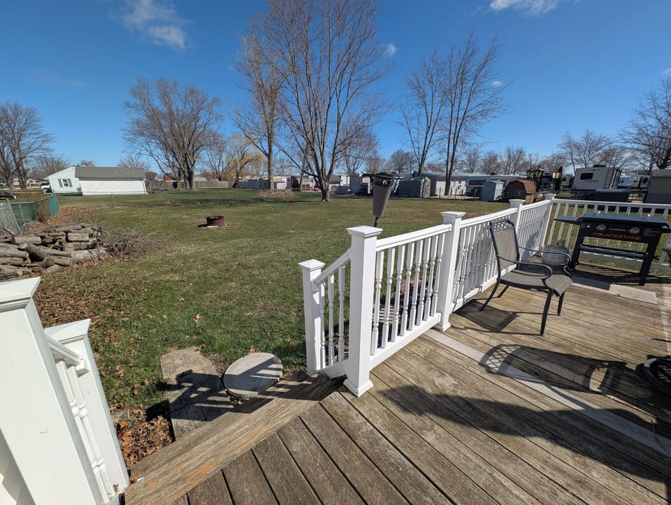 large fenced back yard
Blackstone grill on back deck